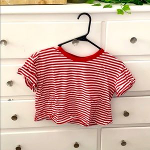 red and white striped crop top